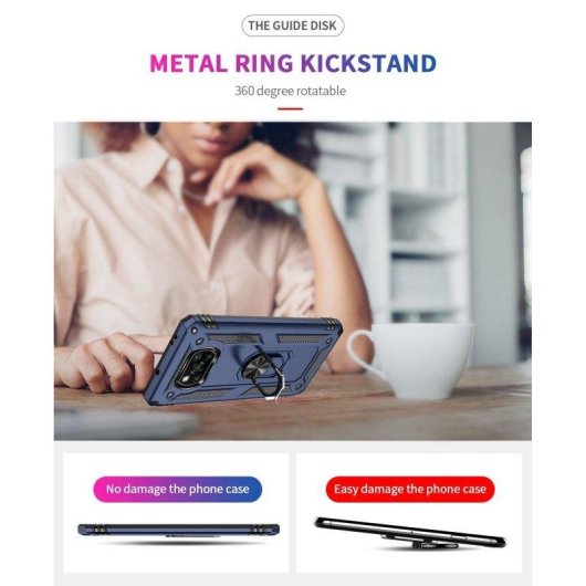 Funda para móvil Max Power Digital Anillo Giratorio Silicona Policarbonato Negra Antideslizante para Xiaomi Poco X3 NFC y X3 Pro