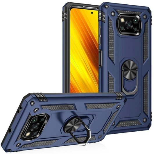 Funda para móvil Max Power Digital Anillo Giratorio Silicona Policarbonato Negra Antideslizante para Xiaomi Poco X3 NFC y X3 Pro