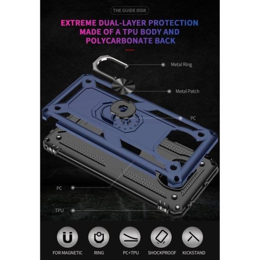 Funda para móvil Max Power Digital Anillo Giratorio Silicona Policarbonato Negra Antideslizante para Xiaomi Poco X3 NFC y X3 Pro