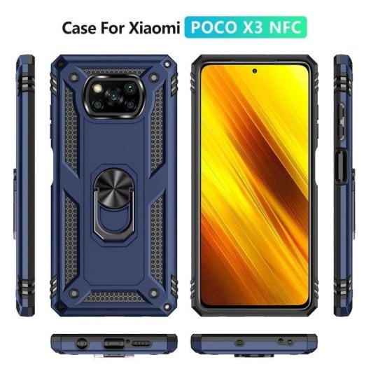 Funda para móvil Max Power Digital Anillo Giratorio Silicona Policarbonato Negra Antideslizante para Xiaomi Poco X3 NFC y X3 Pro