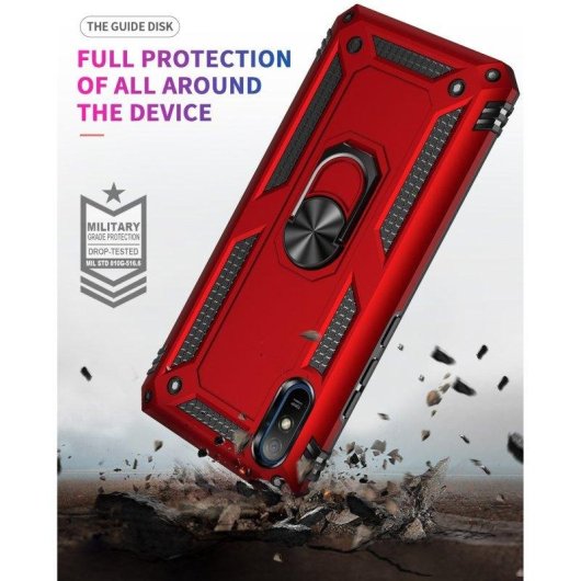Funda para móvil Max Power Digital Anillo Giratorio Silicona y Policarbonato Negra Antideslizante para Xiaomi Redmi 9A/9