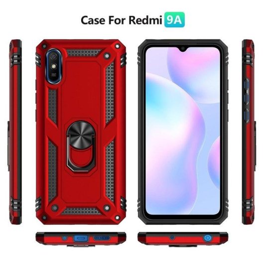 Funda para móvil Max Power Digital Anillo Giratorio Silicona y Policarbonato Negra Antideslizante para Xiaomi Redmi 9A/9