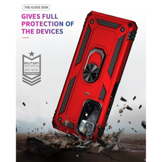 Coque pour mobile Max Power Digital Magnétique Anneau 360° Silicone Polycarbonate Noir pour Xiaomi Poco M4 Pro 5G