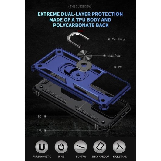 Funda para móvil Max Power Digital Magnética Anillo 360 Silicona Policarbonato Negra para Xiaomi Redmi Note 13 5G