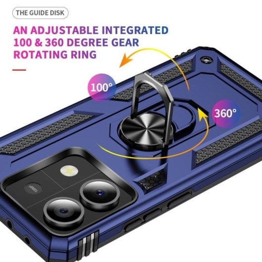 Funda para móvil Max Power Digital Magnética Anillo 360 Silicona Policarbonato Negra para Xiaomi Redmi Note 13 5G