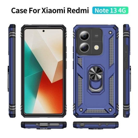 Funda para móvil Max Power Digital Magnética Anillo 360 Silicona Policarbonato Negra para Xiaomi Redmi Note 13 5G