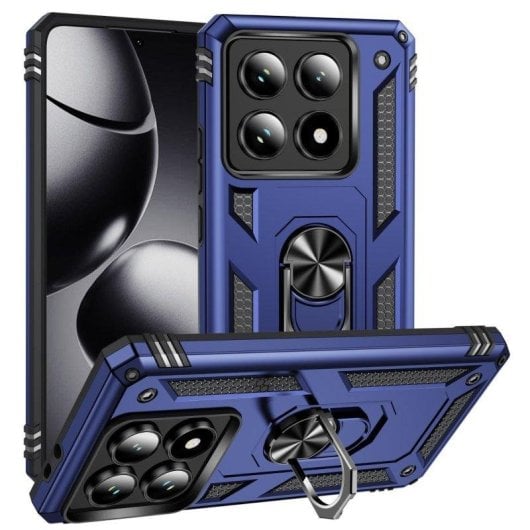 Funda para móvil Max Power Digital Anillo Giratorio Silicona y Policarbonato Azul Antideslizante para Xiaomi 14T Pro 5G