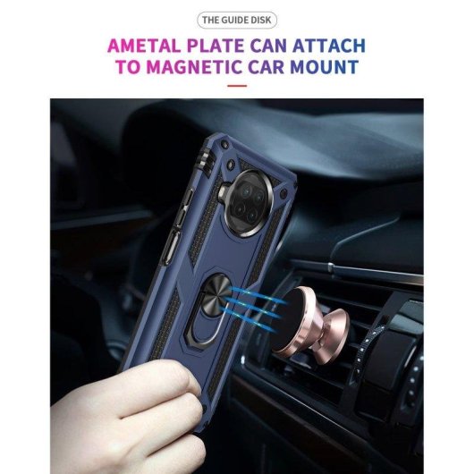 Funda para móvil Max Power Digital Anillo Giratorio Silicona Policarbonato Azul Antideslizante para Xiaomi Mi 10T Lite