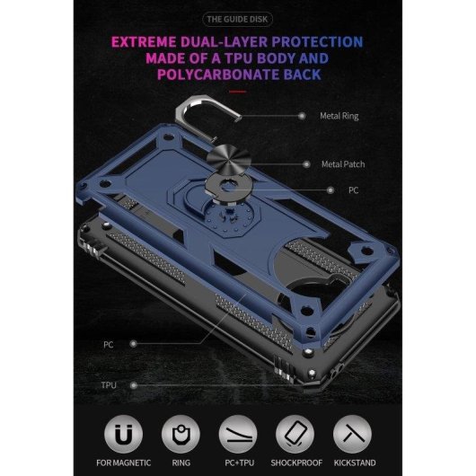 Funda para móvil Max Power Digital Anillo Giratorio Silicona Policarbonato Azul Antideslizante para Xiaomi Mi 10T Lite