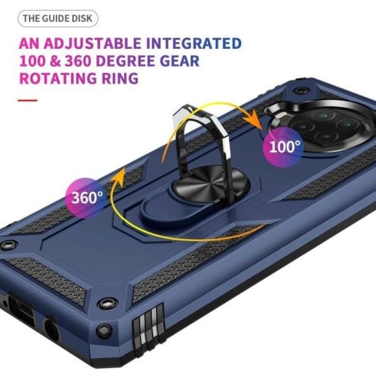 Funda para móvil Max Power Digital Anillo Giratorio Silicona Policarbonato Azul Antideslizante para Xiaomi Mi 10T Lite