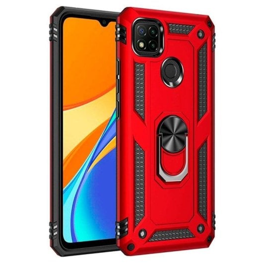 Funda para móvil Max Power Digital Anillo Giratorio Silicona Policarbonato Roja para Xiaomi Redmi 9C
