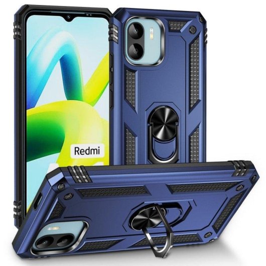 Funda para móvil Max Power Digital Anillo Giratorio Silicona y Policarbonato Azul Antideslizante para Xiaomi Redmi A1 y 