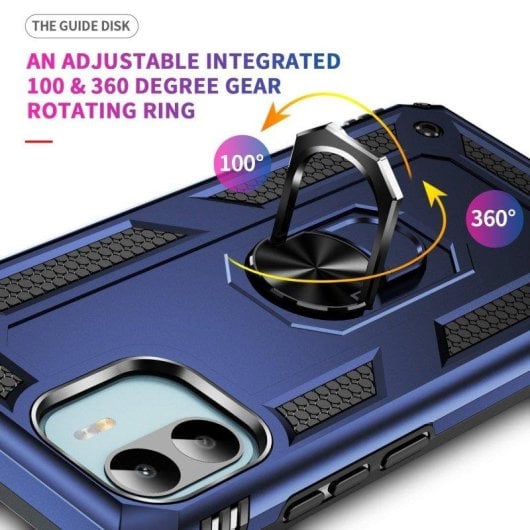 Funda para móvil Max Power Digital Anillo Giratorio Silicona y Policarbonato Azul Antideslizante para Xiaomi Redmi A1 y 