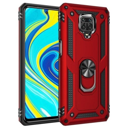 Funda para móvil Max Power Digital Anillo Giratorio Silicona Policarbonato Roja Antideslizante para Redmi Note 9 Pro y N