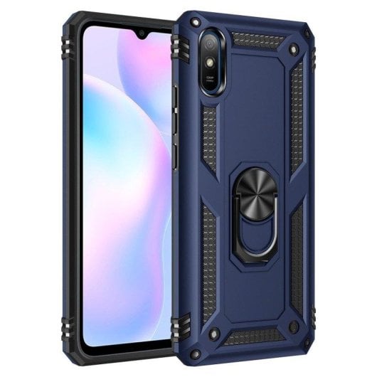 Funda para móvil Max Power Digital Anillo Giratorio Silicona Policarbonato Azul Antideslizante para Xiaomi Redmi 9A y 9AT