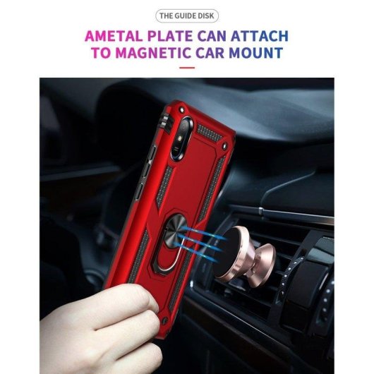 Funda para móvil Max Power Digital Anillo Giratorio Silicona Policarbonato Azul Antideslizante para Xiaomi Redmi 9A y 9AT