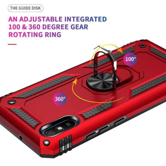 Funda para móvil Max Power Digital Anillo Giratorio Silicona Policarbonato Azul Antideslizante para Xiaomi Redmi 9A y 9AT