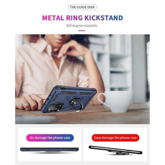 Funda para móvil Max Power Digital Anillo Giratorio Silicona Policarbonato Negra Antideslizante para Xiaomi Mi 10T/10T Pro 5G