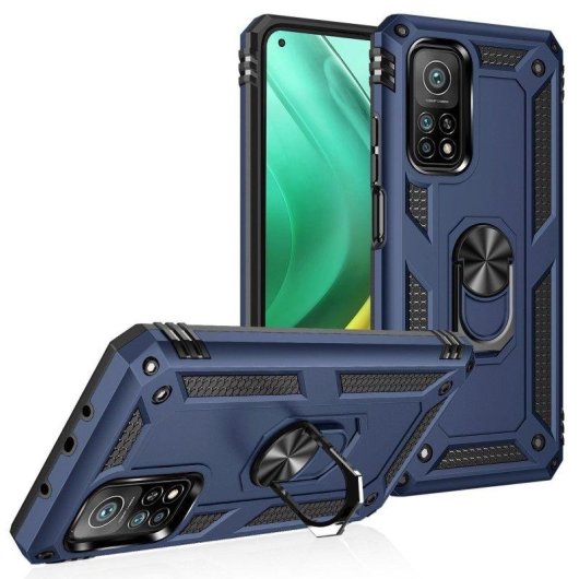 Funda para móvil Max Power Digital Anillo Giratorio Silicona Policarbonato Negra Antideslizante para Xiaomi Mi 10T/10T Pro 5G