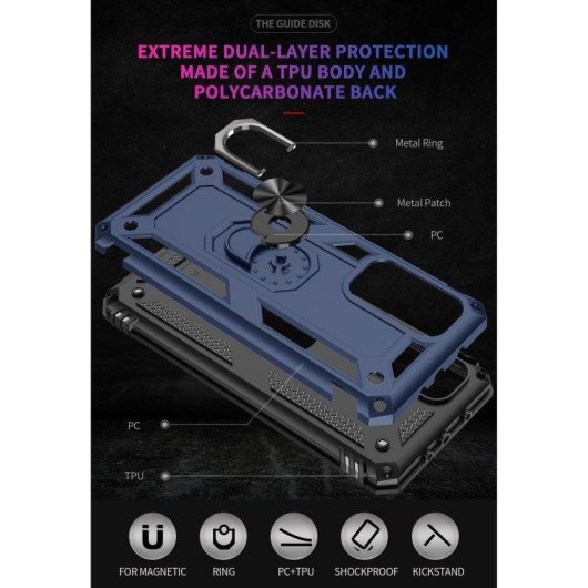 Funda para móvil Max Power Digital Anillo Giratorio Silicona Policarbonato Negra Antideslizante para Xiaomi Mi 10T/10T Pro 5G