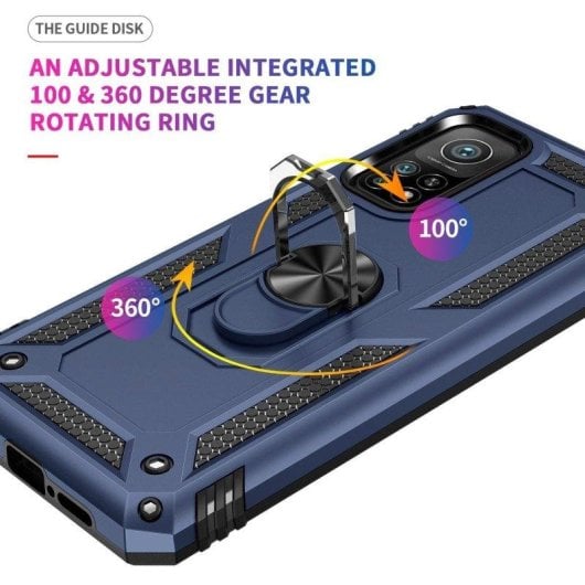 Funda para móvil Max Power Digital Anillo Giratorio Silicona Policarbonato Negra Antideslizante para Xiaomi Mi 10T/10T Pro 5G