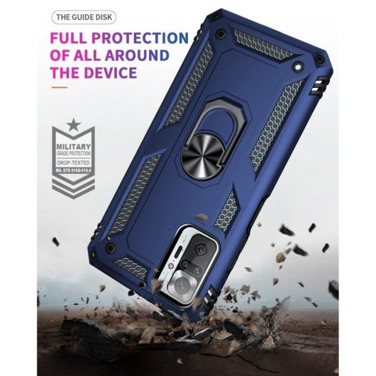 Funda per smartphone Max Power Digital Anello Magnetico Silicone Policarbonato Blu per Xiaomi Redmi Note 10 Pro