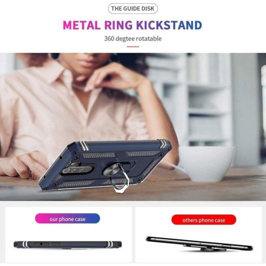 Funda para móvil Max Power Digital Anillo Giratorio Silicona Policarbonato Azul Antideslizante para Redmi Note 8 Pro