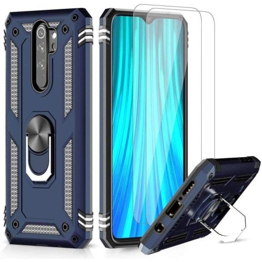 Funda para móvil Max Power Digital Anillo Giratorio Silicona Policarbonato Azul Antideslizante para Redmi Note 8 Pro