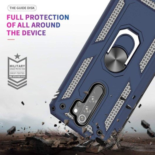 Funda para móvil Max Power Digital Anillo Giratorio Silicona Policarbonato Azul Antideslizante para Redmi Note 8 Pro