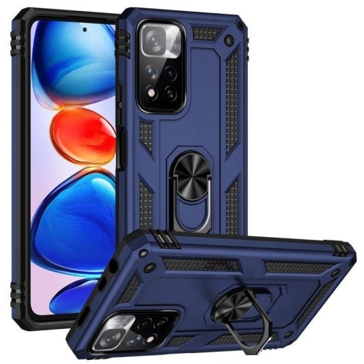 Funda para móvil Max Power Digital Anillo Giratorio Silicona Policarbonato Azul Antideslizante para Xiaomi Redmi Note 11
