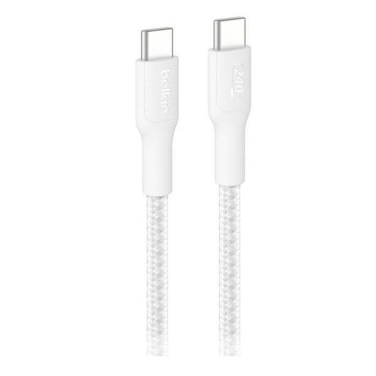 Cabo USB-C Belkin BoostCharge Pro 3 m 240 W trançado branco carregamento rápido
