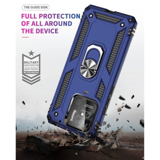 Funda para móvil Max Power Digital Anillo Giratorio Silicona Policarbonato Azul Antideslizante para Xiaomi Redmi 10C