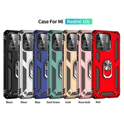 Funda para móvil Max Power Digital Anillo Giratorio Silicona Policarbonato Azul Antideslizante para Xiaomi Redmi 10C