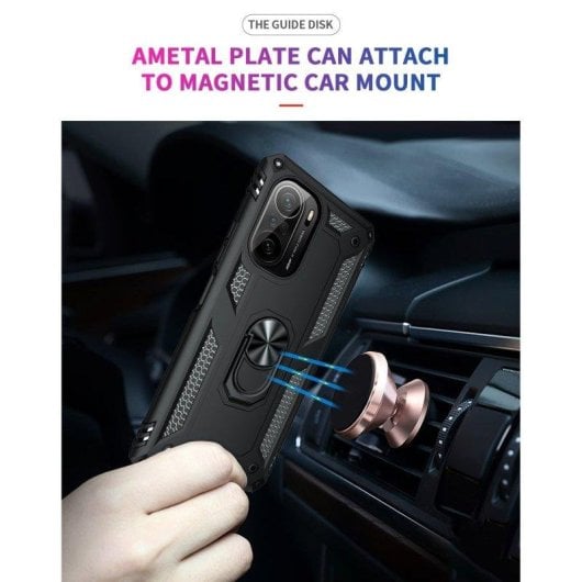 Funda para móvil Max Power Digital Anillo Giratorio Silicona y Policarbonato Negra Antideslizante para Xiaomi Poco F3 y Mi 11i
