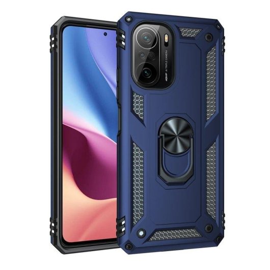 Funda para móvil Max Power Digital Anillo Giratorio Silicona Policarbonato Negra Antideslizante para Xiaomi Poco F3 y Mi 11i