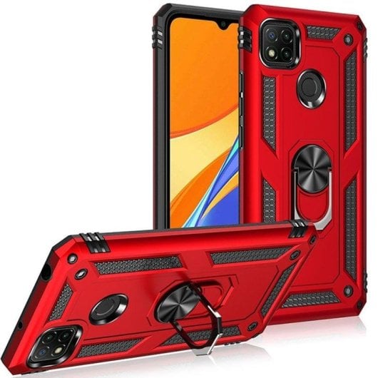 Funda para móvil Max Power Digital Anillo Giratorio Silicona y Policarbonato Negra Antideslizante para Xiaomi Redmi 9C