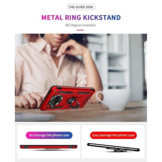 Funda para móvil Max Power Digital Anillo Giratorio Silicona Policarbonato Negra Protección 360 para Xiaomi Mi 10T Lite