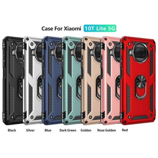 Funda para móvil Max Power Digital Anillo Giratorio Silicona Policarbonato Negra Protección 360 para Xiaomi Mi 10T Lite