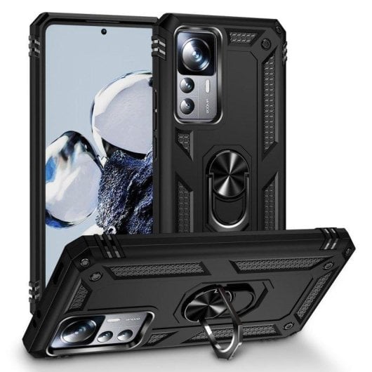 Funda para móvil Max Power Digital Anillo Giratorio Silicona Policarbonato Negra Antideslizante para Xiaomi Mi 12T/12T P