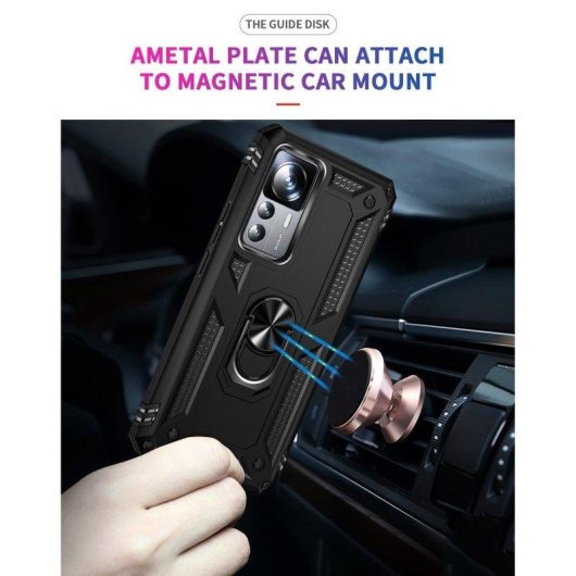 Funda para móvil Max Power Digital Anillo Giratorio Silicona Policarbonato Negra Antideslizante para Xiaomi Mi 12T/12T P