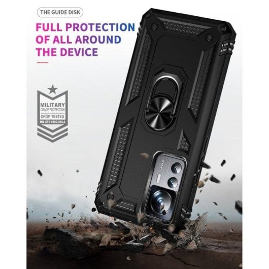 Funda para móvil Max Power Digital Anillo Giratorio Silicona Policarbonato Negra Antideslizante para Xiaomi Mi 12T/12T P