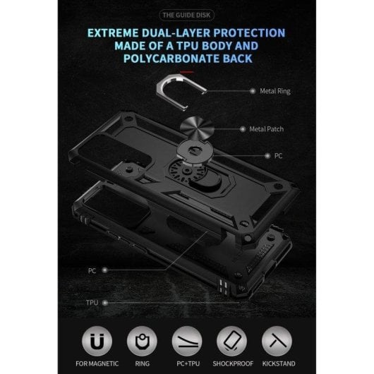 Funda para móvil Max Power Digital Anillo Giratorio Silicona Policarbonato Negra Antideslizante para Xiaomi Mi 12T/12T P