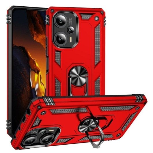 Funda para móvil Max Power Digital Anillo Giratorio Silicona Policarbonato Roja Antideslizante para Xiaomi Poco F5 5G