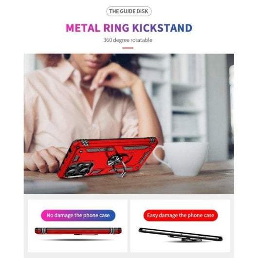 Funda para móvil Max Power Digital Anillo Giratorio Silicona Policarbonato Roja Antideslizante para Xiaomi Poco F5 5G