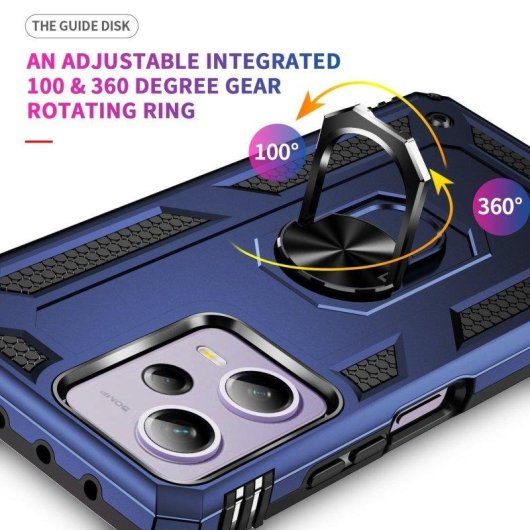 Coque pour mobile Max Power Digital Magnétique Silicone Polycarbonate Noir Anneau 360° pour Xiaomi Redmi Note 12s