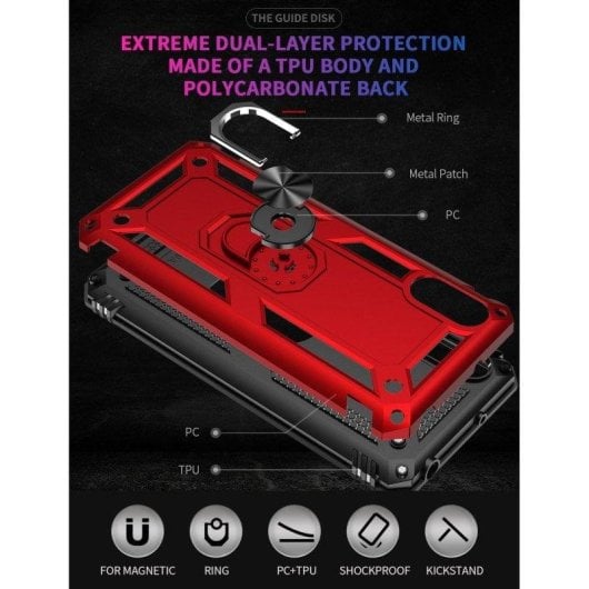 Funda para móvil Max Power Digital Magnética Anillo 360 Silicona Policarbonato Negra para Xiaomi Redmi 9A y 9AT