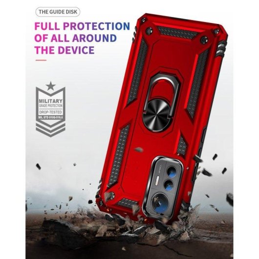 Funda para móvil Max Power Digital Anillo Giratorio Silicona Policarbonato Roja Antideslizante para Xiaomi Mi 12 Lite
