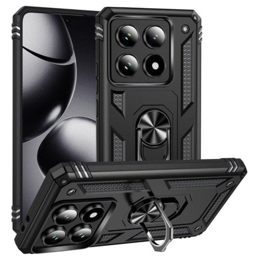 Funda para móvil Max Power Digital Anillo Giratorio Silicona Policarbonato Negro Protección 360 para Xiaomi 14T Pro 5G