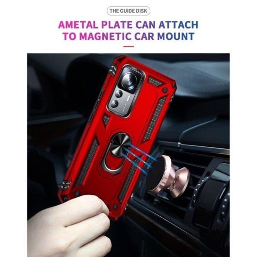 Funda para móvel Max Power Digital Magnética Anel Giratório Silicone Policarbonato Preto para Xiaomi Mi 12T/12T Pro 5G