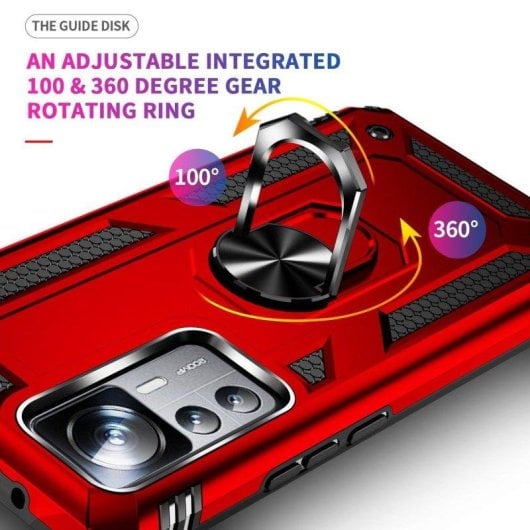 Funda para móvel Max Power Digital Magnética Anel Giratório Silicone Policarbonato Preto para Xiaomi Mi 12T/12T Pro 5G